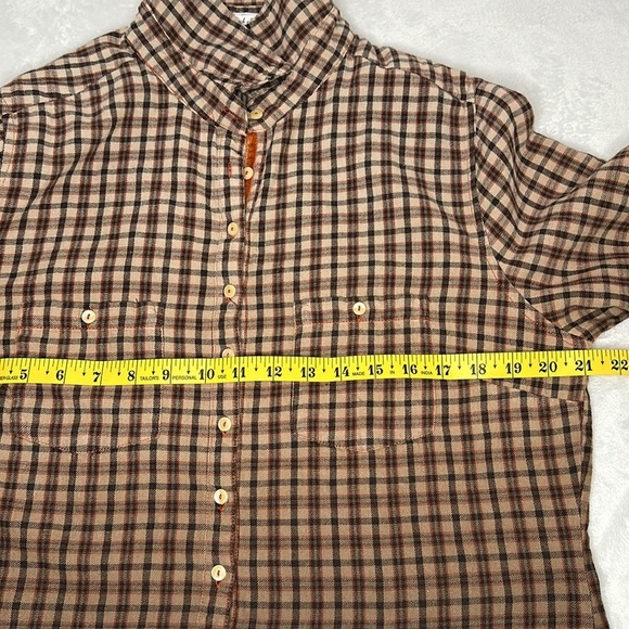 Johnny Was 3J Workshop Women’s Brown Ombre Plaid Flannel Button Down Shirt M - Picture 10 of 11